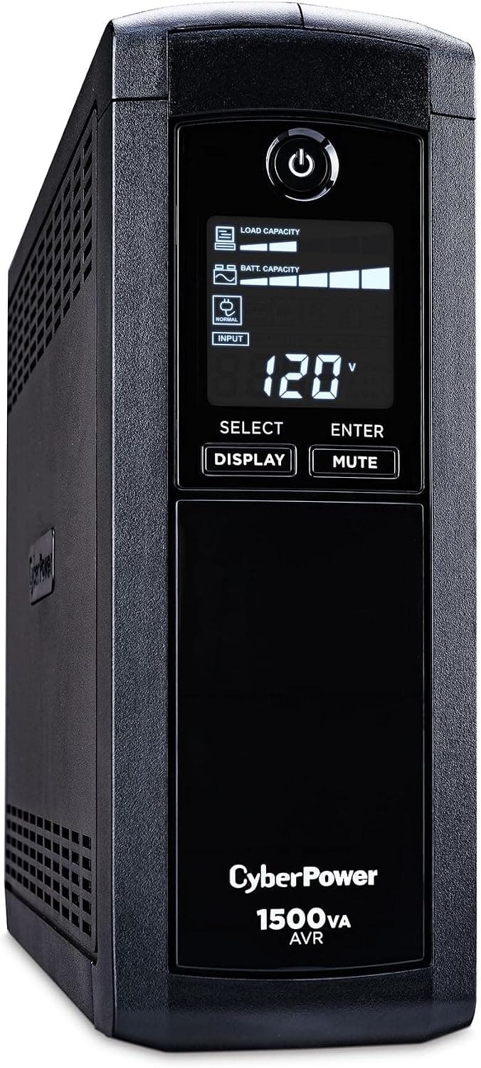 CyberPower CP1500AVRLCD Intelligent LCD UPS, 1500VA/900W, 12 Outlets, AVR