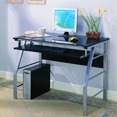 InRoom Designs 2950 Computer Desk with Tempered Glass