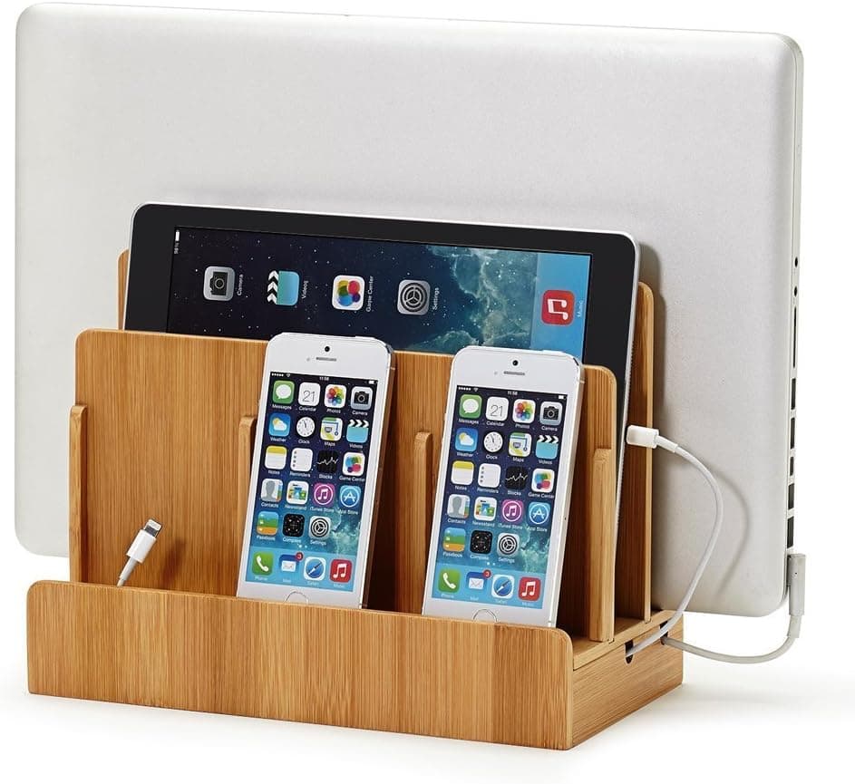 Great Useful Stuff G.U.S. Multi-Device Charging Station Dock & Organizer - Bamboo