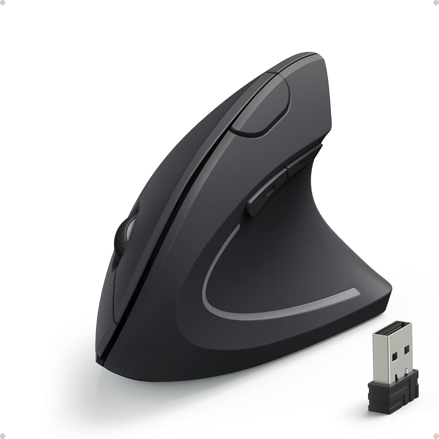 Anker 2.4G Wireless Ergonomic Vertical Mouse, Right Hand, USB Receiver, 5 Buttons