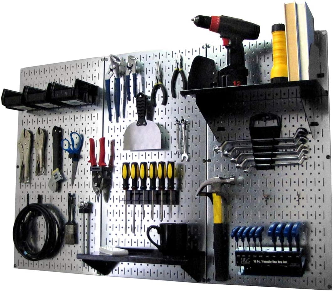 Wall Control Pegboard Organizer 4 ft. Metal Kit, Galvanized Toolboard