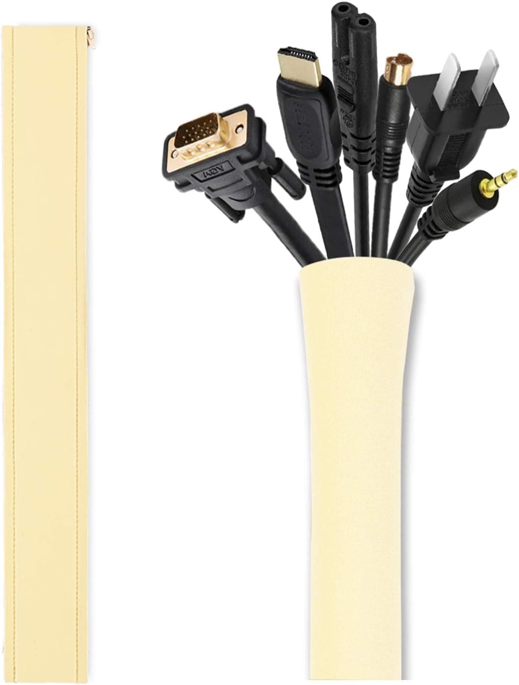 JOTO Cable Management Sleeve, 40 inch Flexible Wrap Cover, 2 Piece - Black