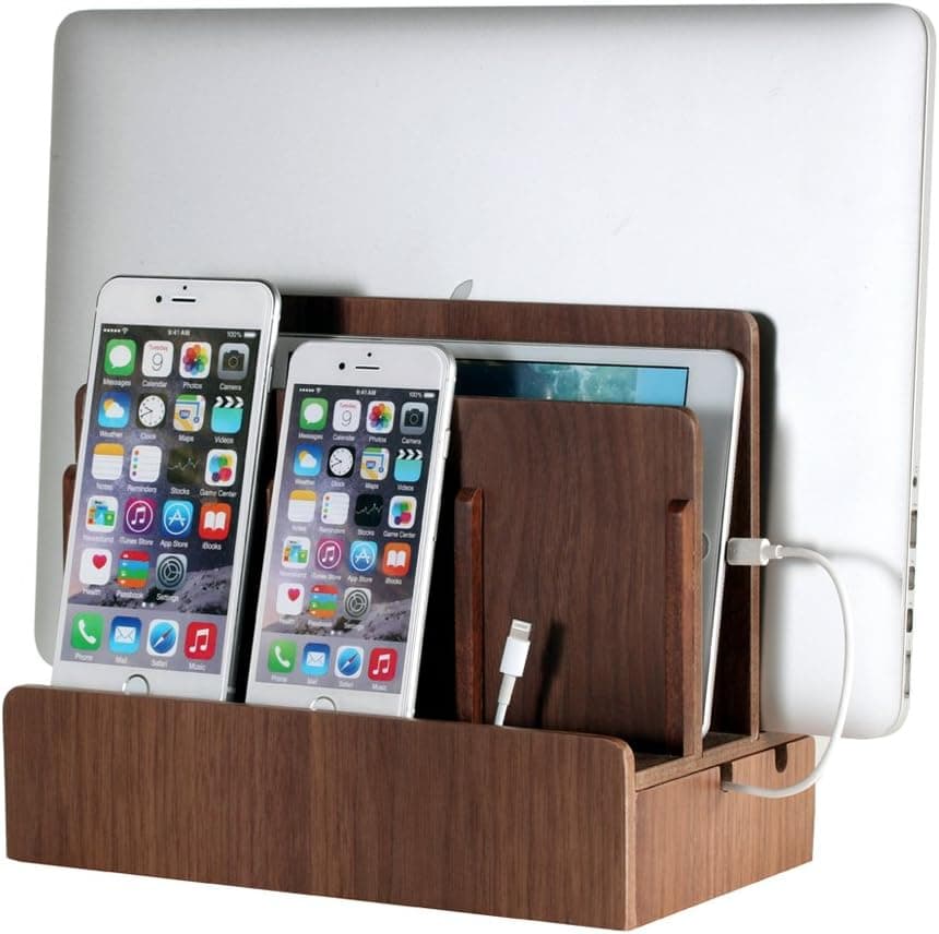 G.U.S. The Original Multi Charging Station, Phone Holder & Organizer - Walnut