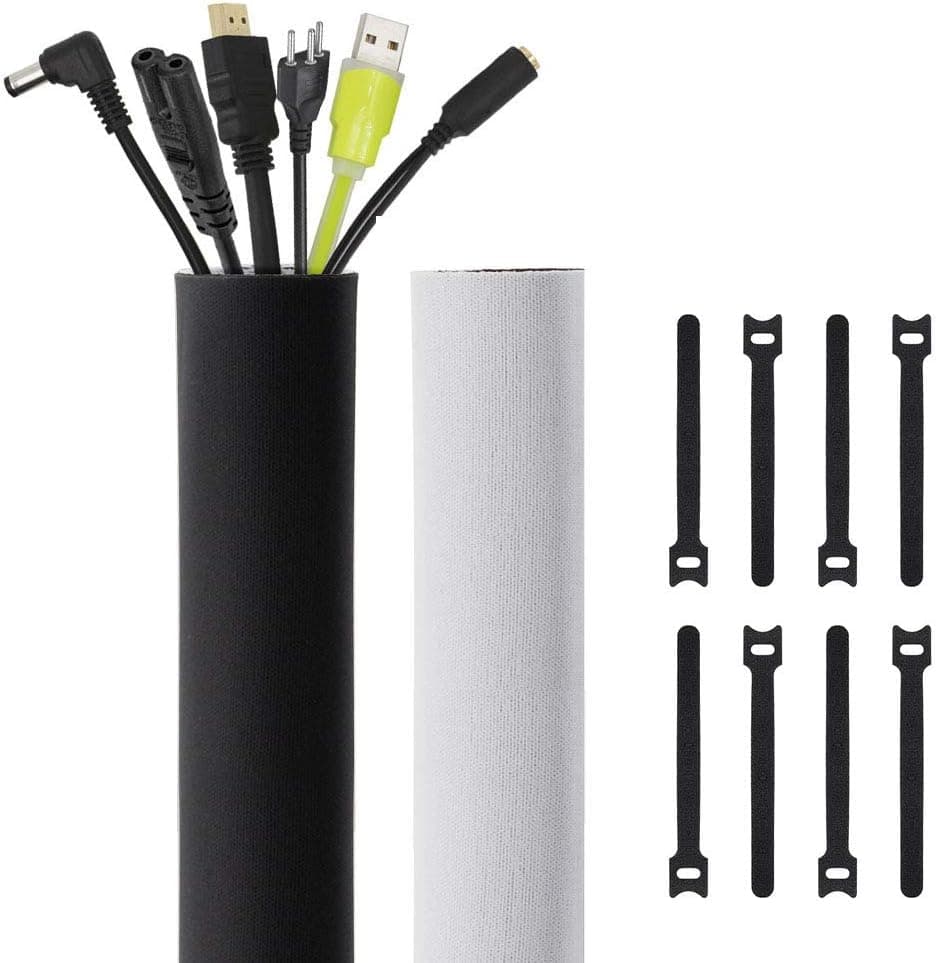 Kootek 118-Inch Cable Management Sleeves with Cable Ties, Neoprene