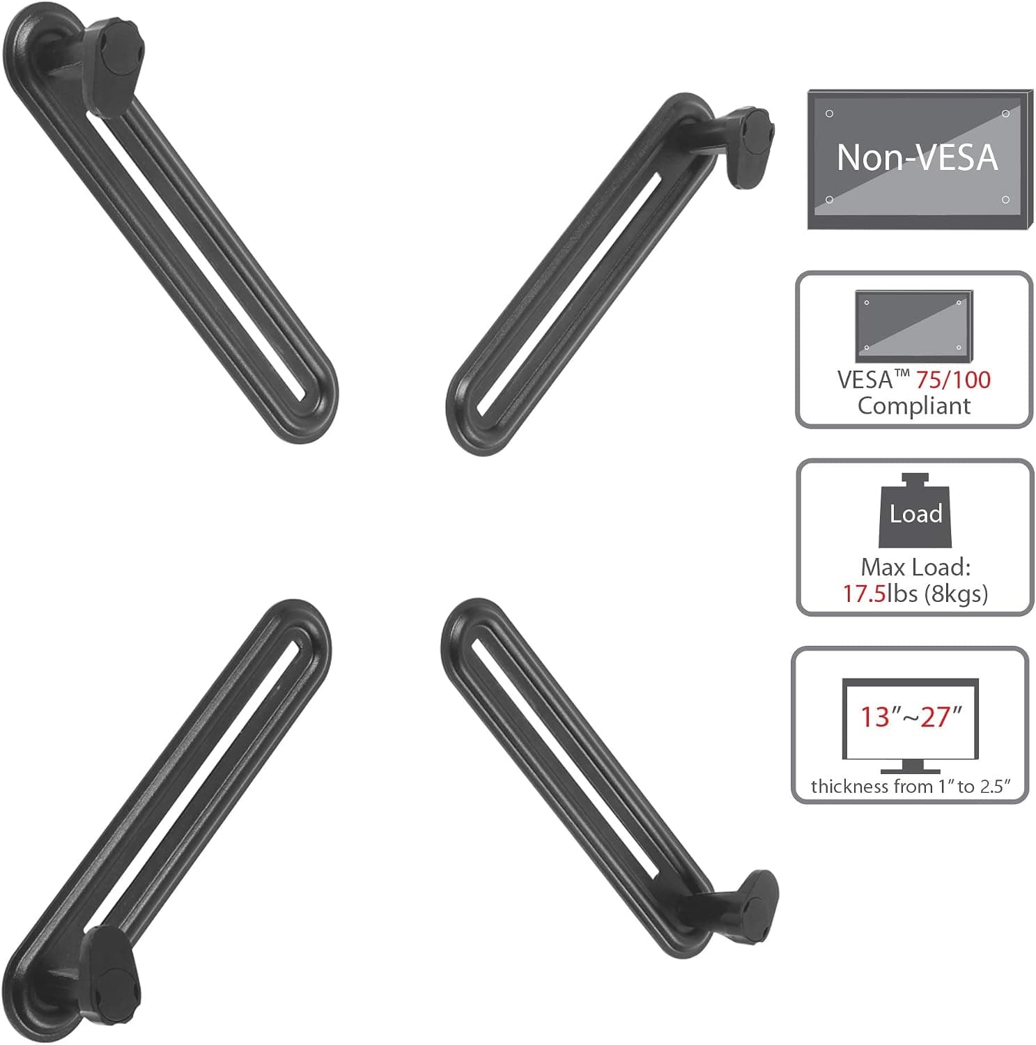 AVLT Universal VESA Mount Adapter Kit, Non-VESA 13-27 inch, 17.6 lbs