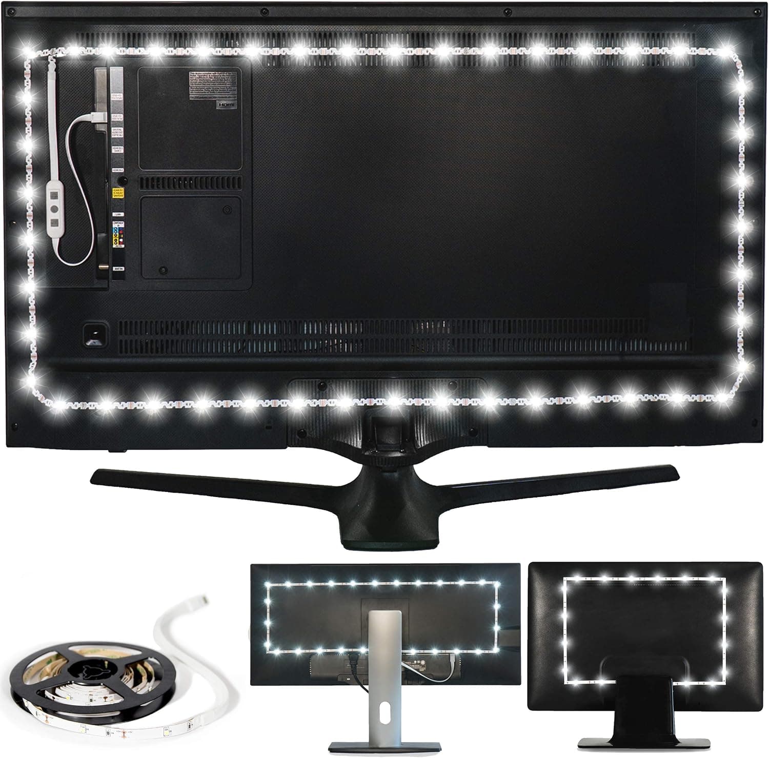 Luminoodle Bias Lighting Backlight Kit, USB LED Light Strip, True White, Small (<24)