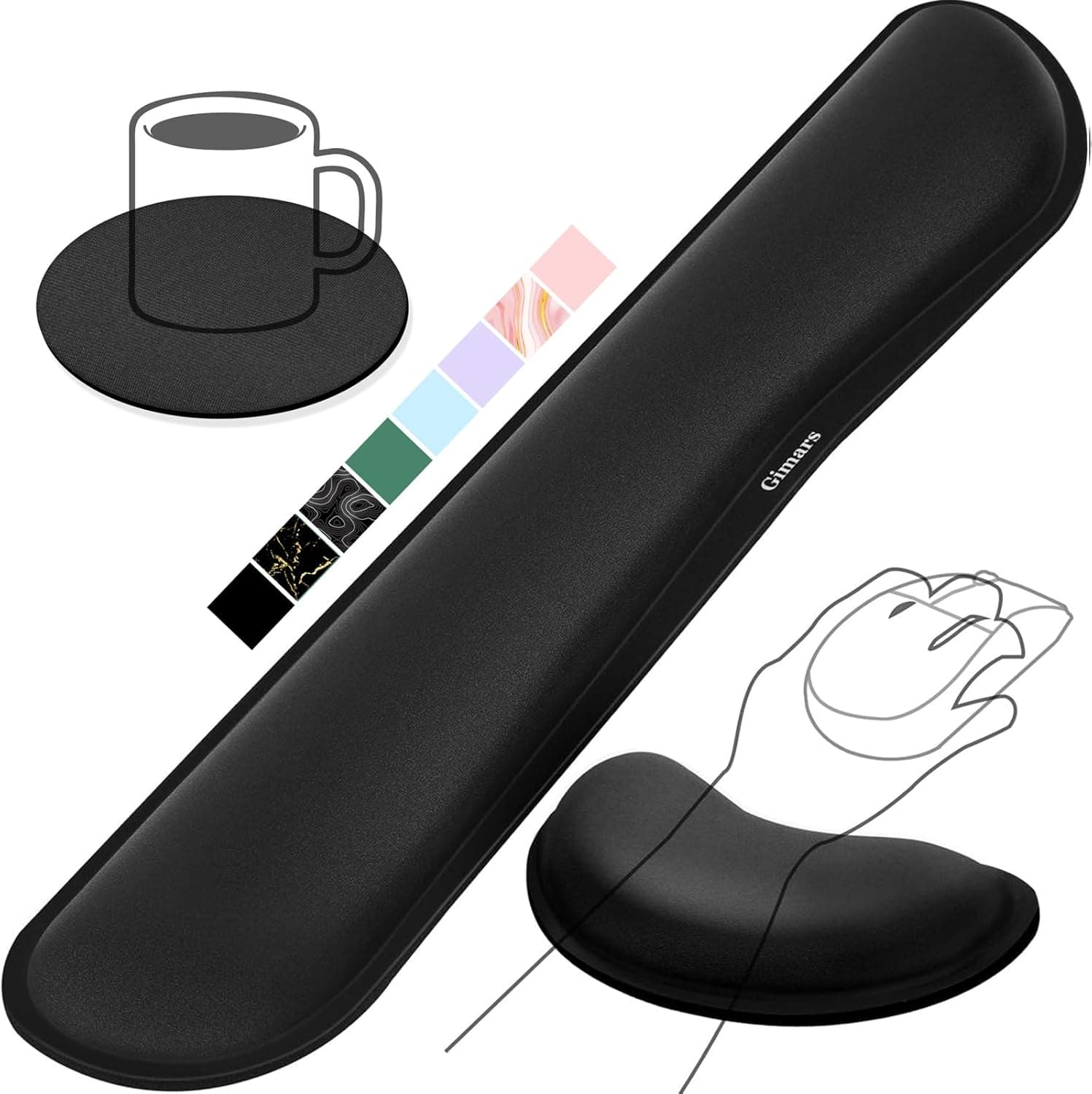 Gimars Upgrade Gel Memory Foam Keyboard Wrist Rest Set, Ergonomic Support