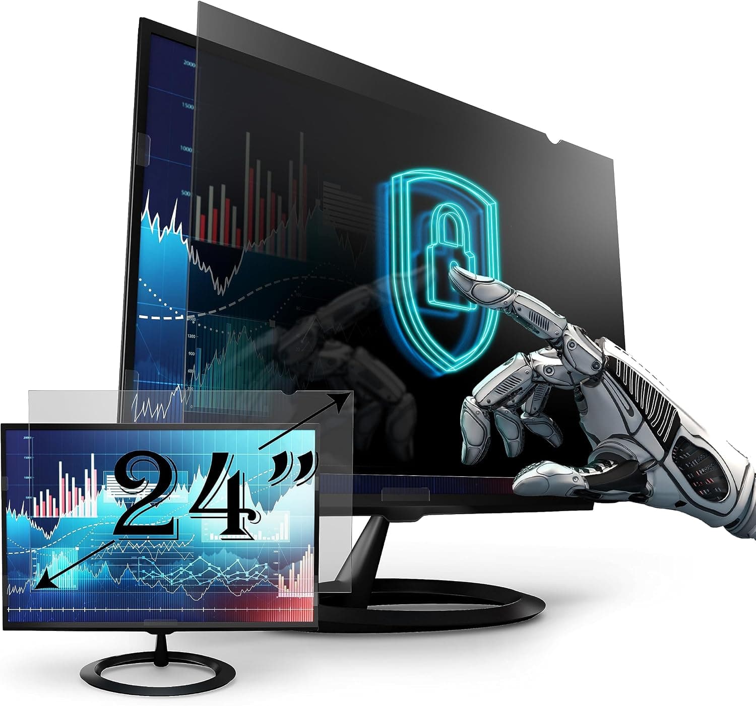 Privacy Screen Filter for 24 Inch Widescreen Monitor 16:9, Anti Glare and Anti Blue Light