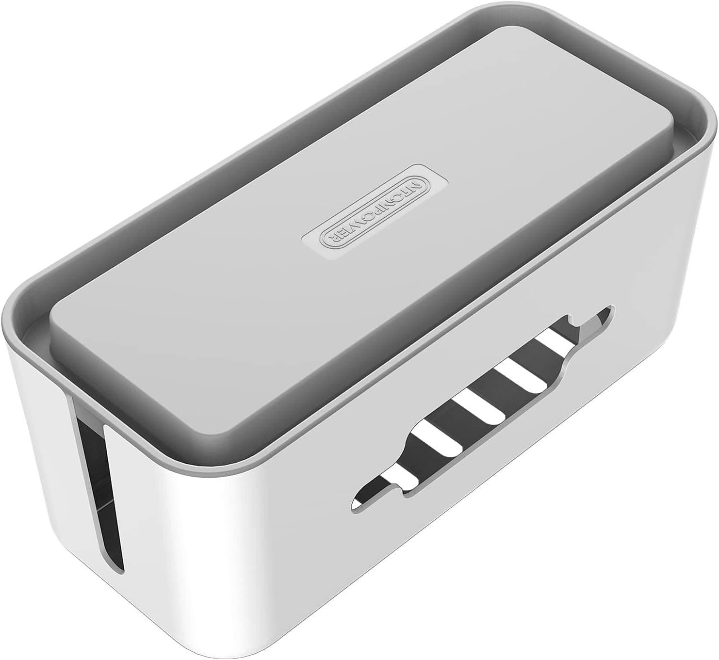 NTONPOWER Cable Management Box with Phone Holder, Conceal Power Strips - Gray