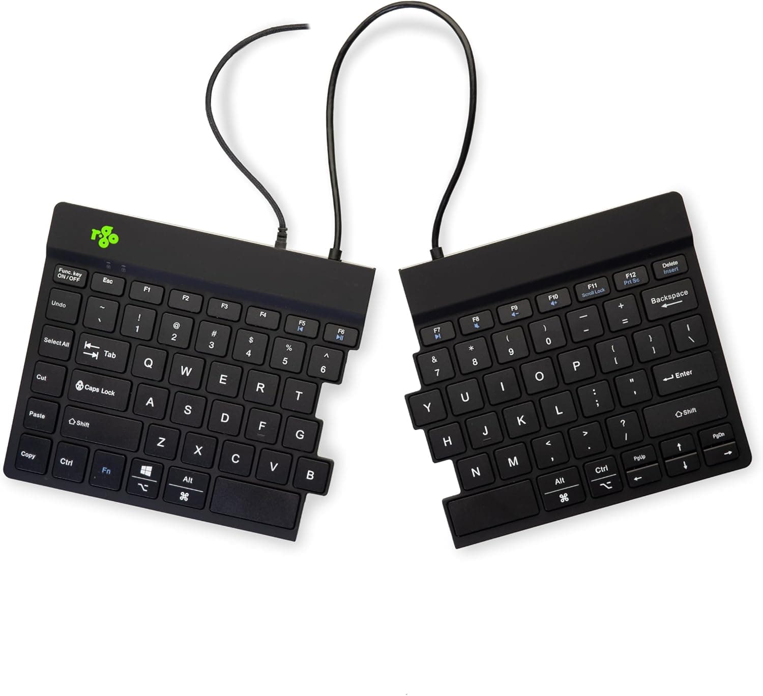 R-Go Ergonomic Split Keyboard, Scissors Mechanism, 2 Part Design, USB-C Wired