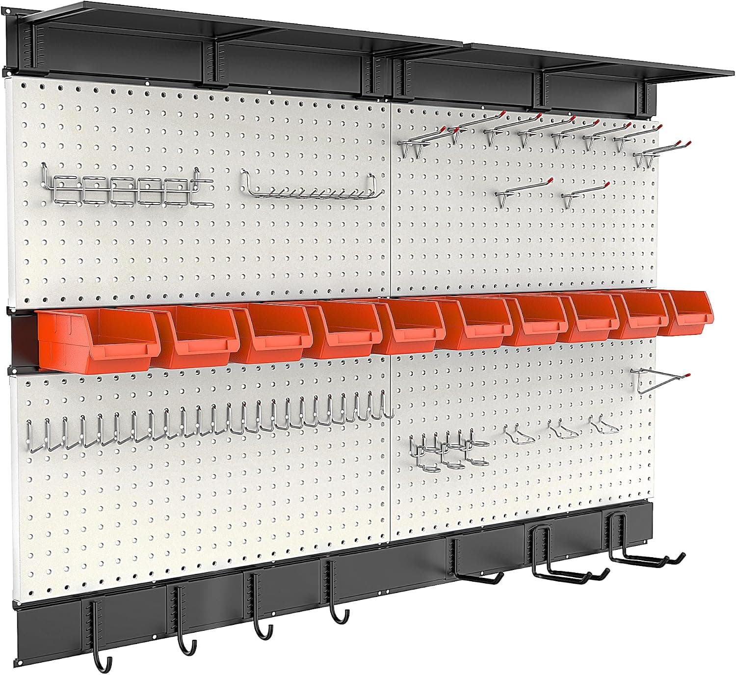 Ultrawall Pegboard Wall Organizer 48x36 inch Garage Storage with Hooks and Bins