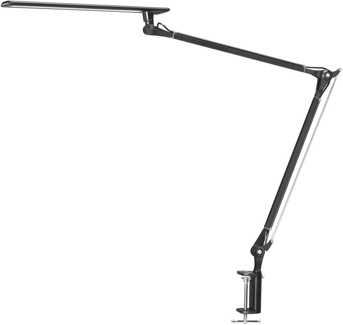 PHIVE CL-2 Architect Desk Lamp, LED Clamp on with Metal Swing Arm, Dimmable, Black