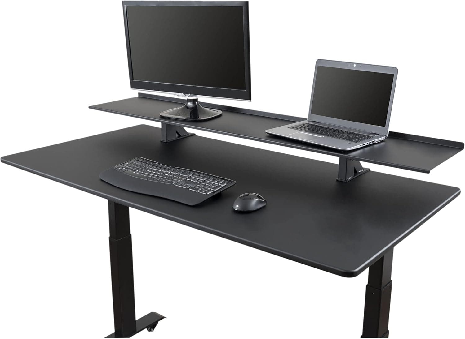 Stand Up Desk Store Clamp-On Adjustable Height Desk Shelf Monitor Stand (60 inch Wide)