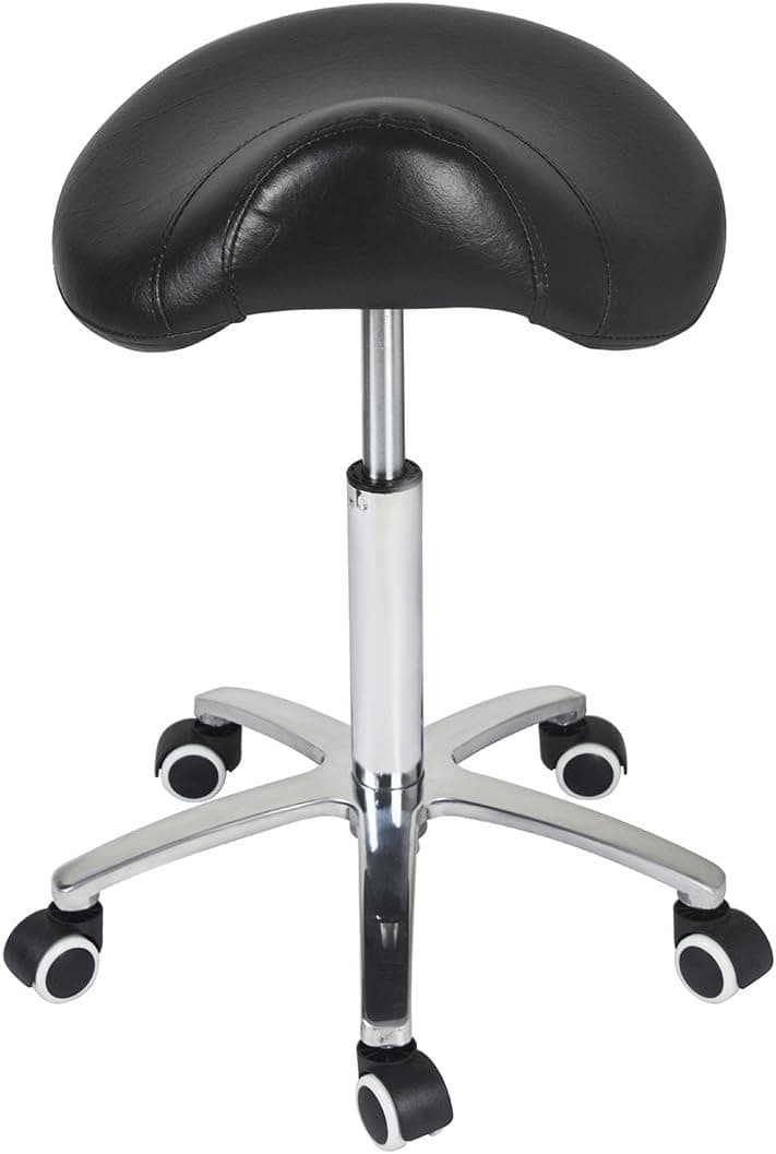Antlu Saddle Stool Rolling Chair for Medical Massage Salon Spa Drafting, Adjustable Hydraulic with Wheels, Black
