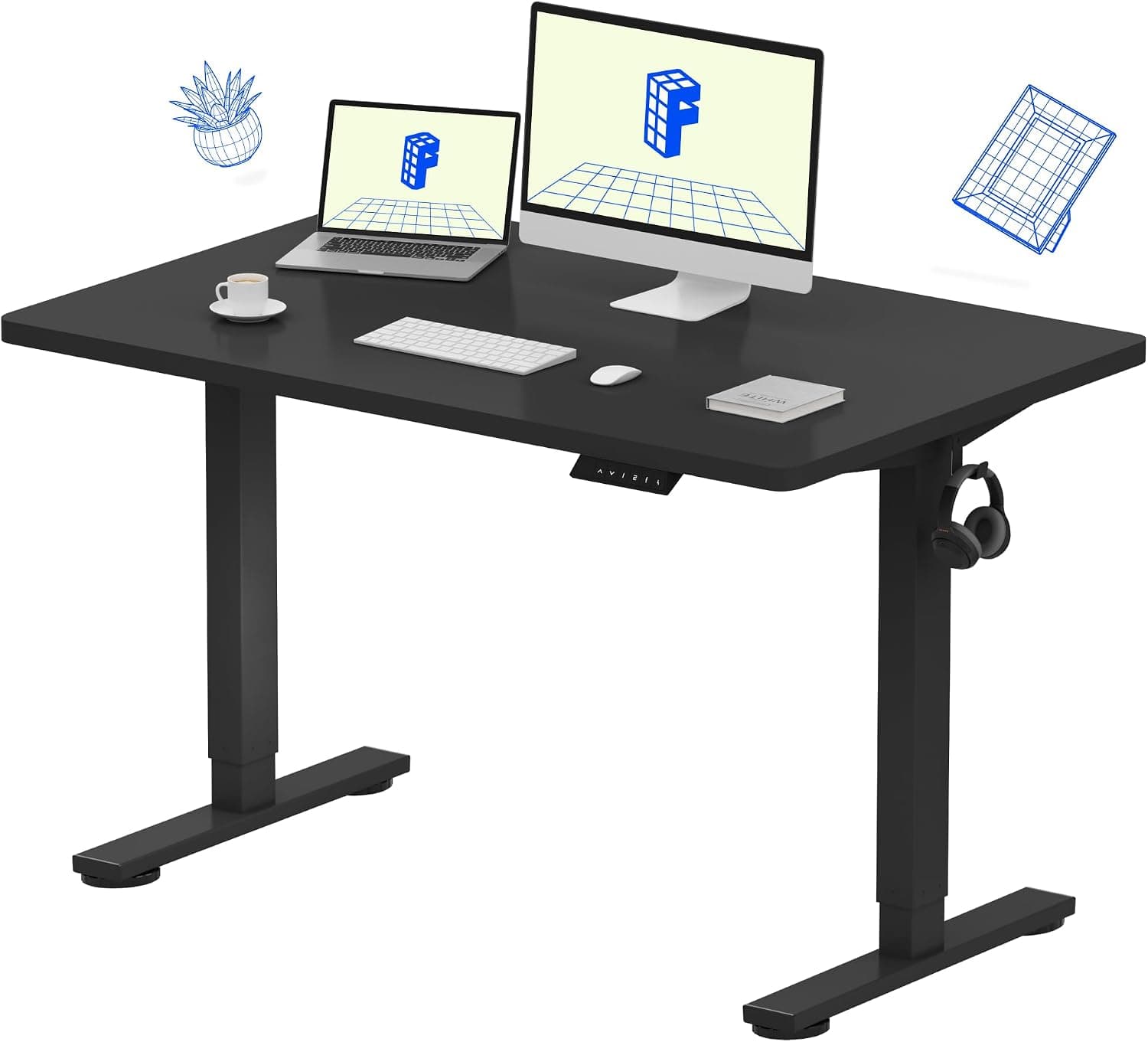 FLEXISPOT EN1 One-Piece Standing Desk, Electric Adjustable with 4 Memory Presets, 176 LBS Capacity, 48x30 Black