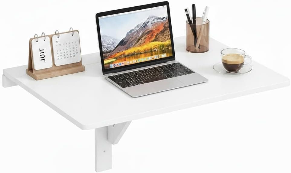 Tangkula Wall Mounted Foldable Table, Drop-Leaf Floating Desk