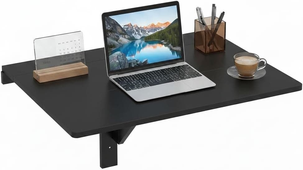 Tangkula 31.5" Wall Mounted Folding Desk, Drop-Leaf Floating Desk
