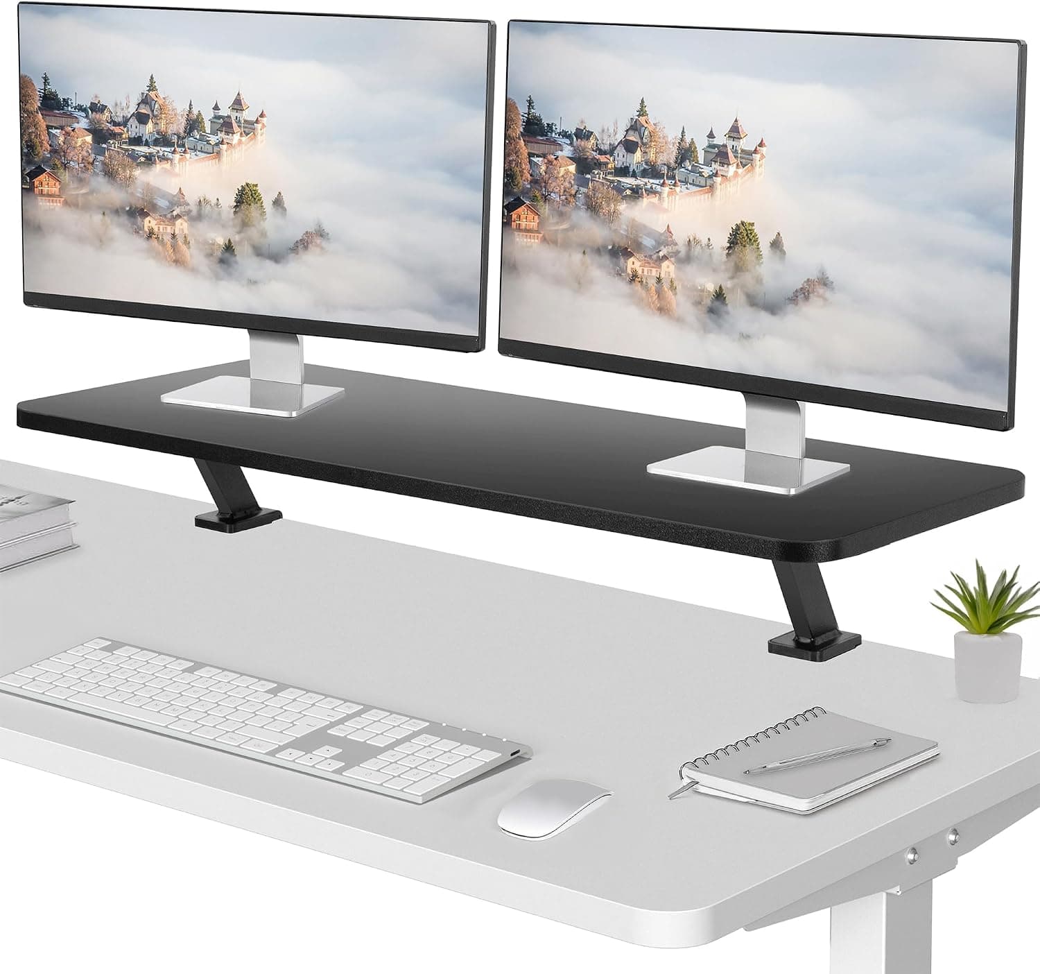 VIVO Black Clamp-on Large 40 inch Ergonomic Desk Shelf, Dual Monitor and Laptop Riser (STAND-SHELF40B)