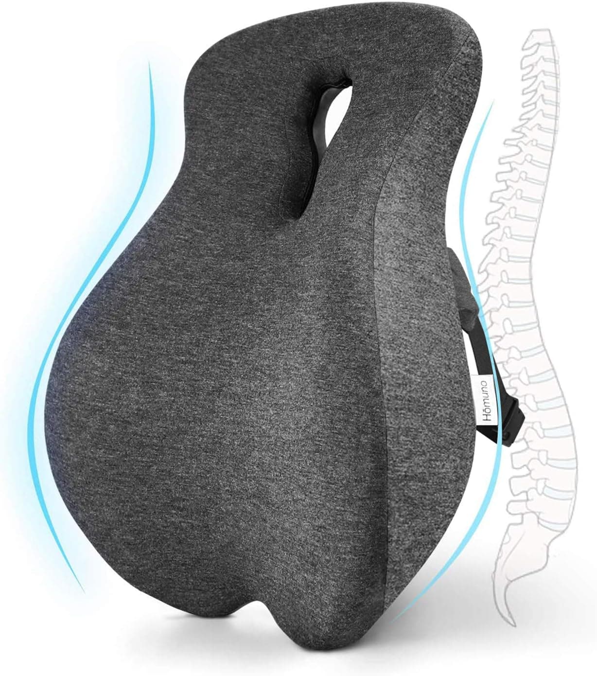 Lumbar Support Pillow for Office Chair, Memory Foam Breathable Mesh Back (Gray)