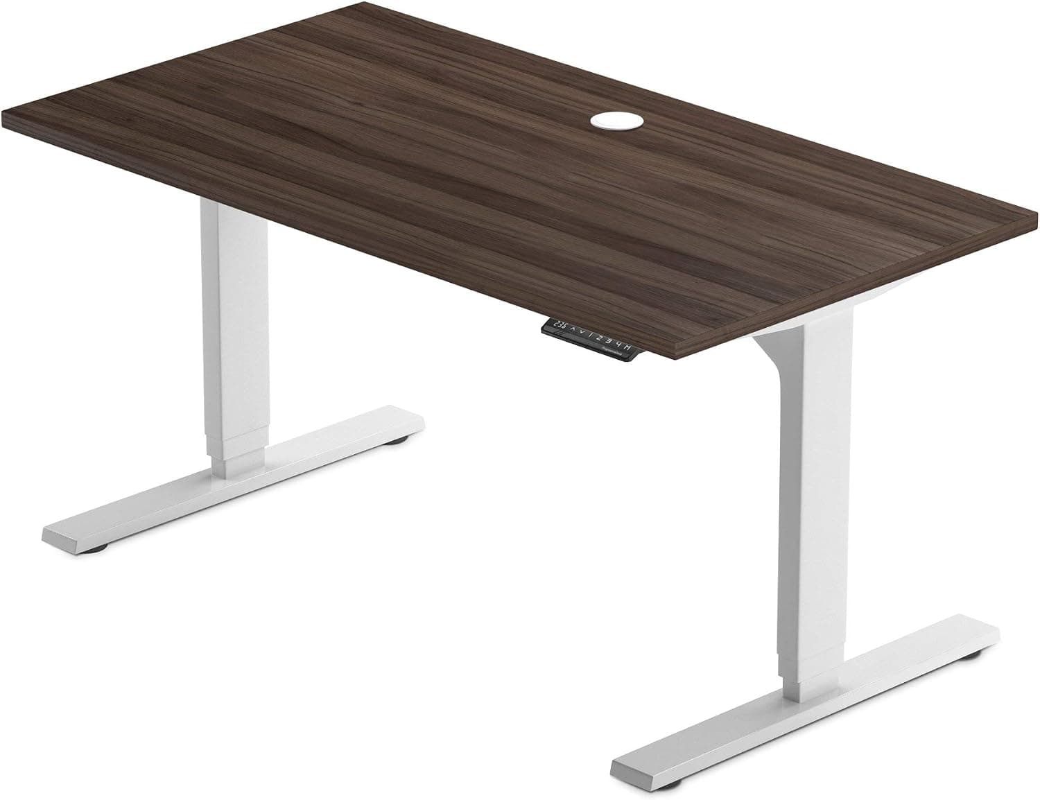 PROGRESSIVE AUTOMATIONS Electric Standing Desk, Dual Motor Adjustable Height Stand up Desk 48x30 - Dark Walnut, White Frame