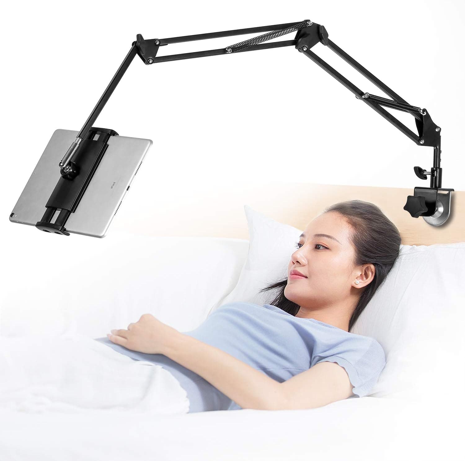 Tablet Stand Adjustable Foldable Arm, Aluminum Universal Flexible Holder 360 Rotation