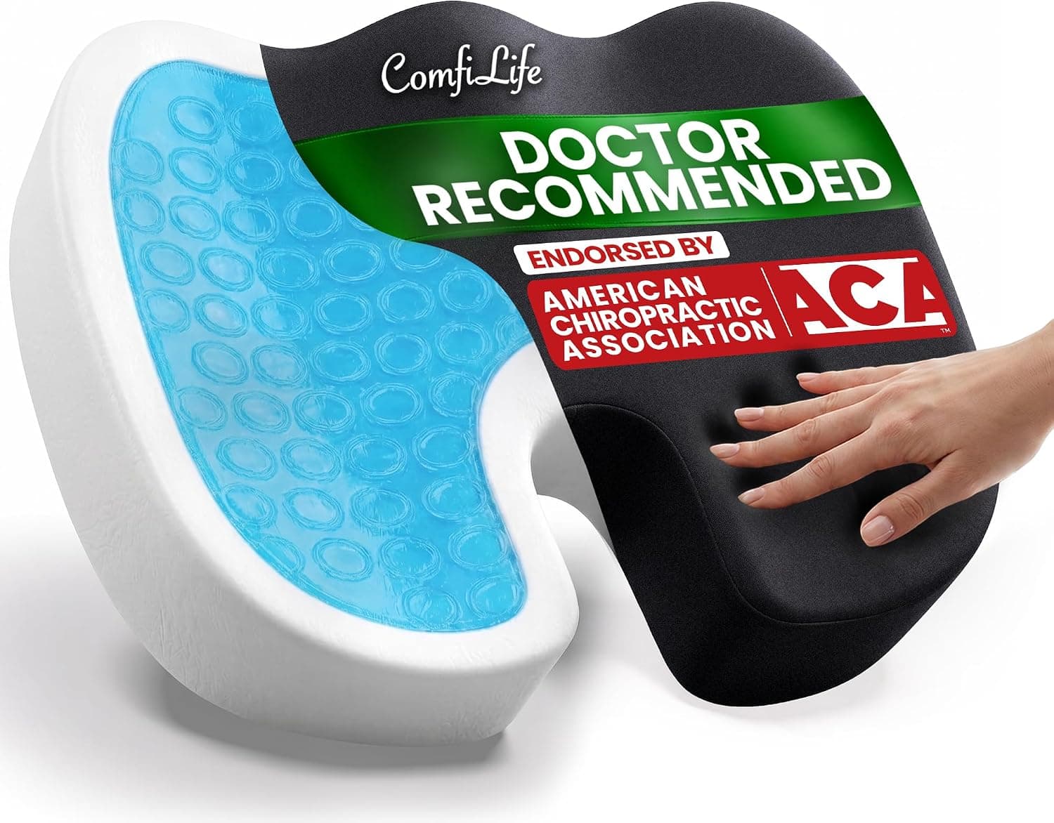 ComfiLife Premium Gel & Memory Foam Seat Cushion, Office & Car (Black)