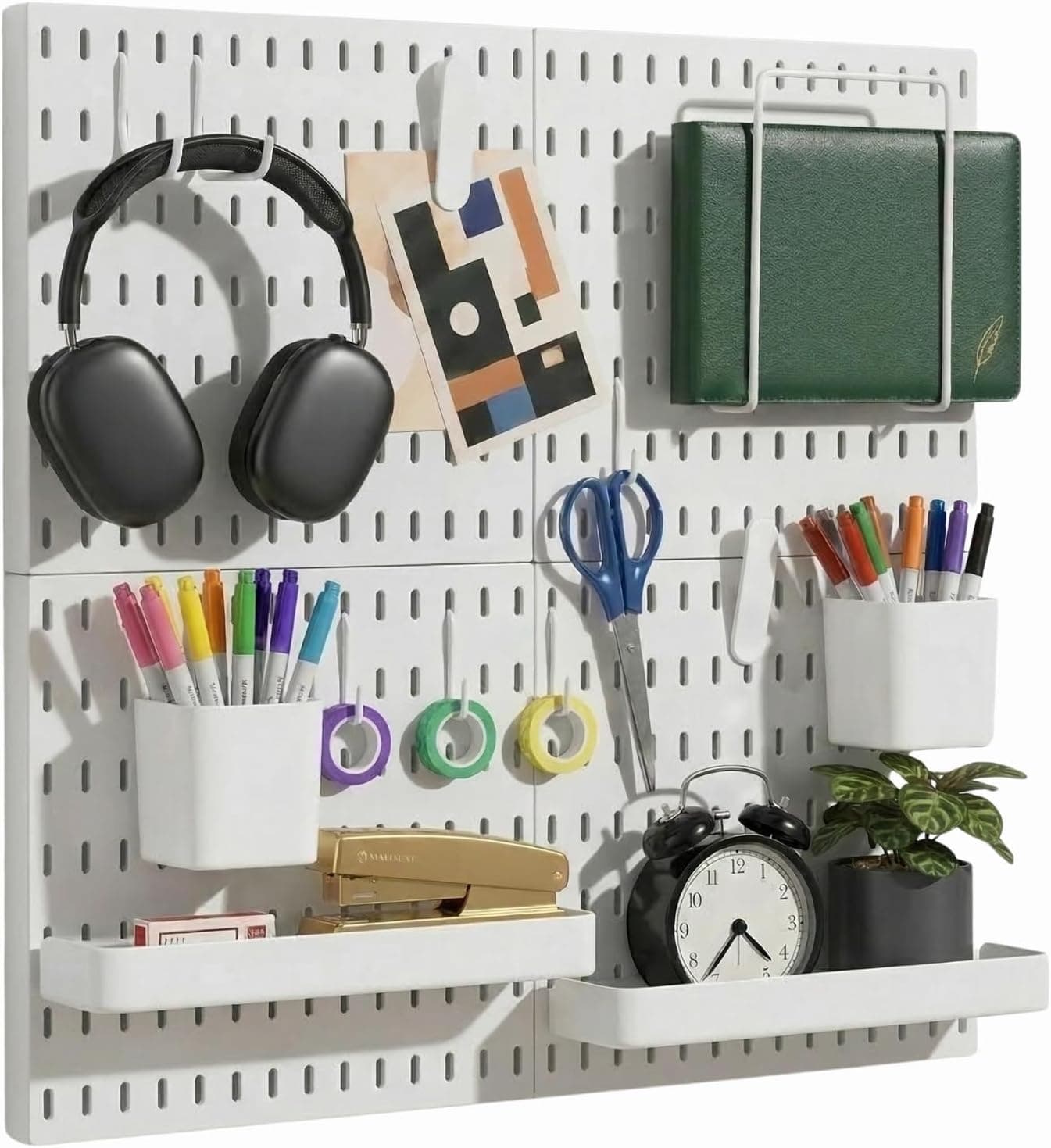 Keepo Peg Board Wall Organizer, Plastic Modular Pegboard Panels, White 22x22