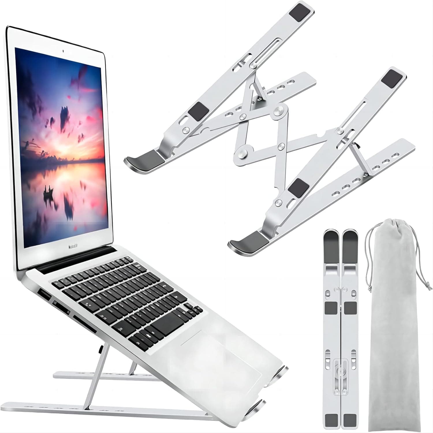 Leeboom Laptop Stand, Adjustable Foldable Aluminum Riser, 10-15.6 inch