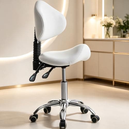 Rolling Saddle Stool Ergonomic Saddle Chair with Wheels for Salon Spa Black