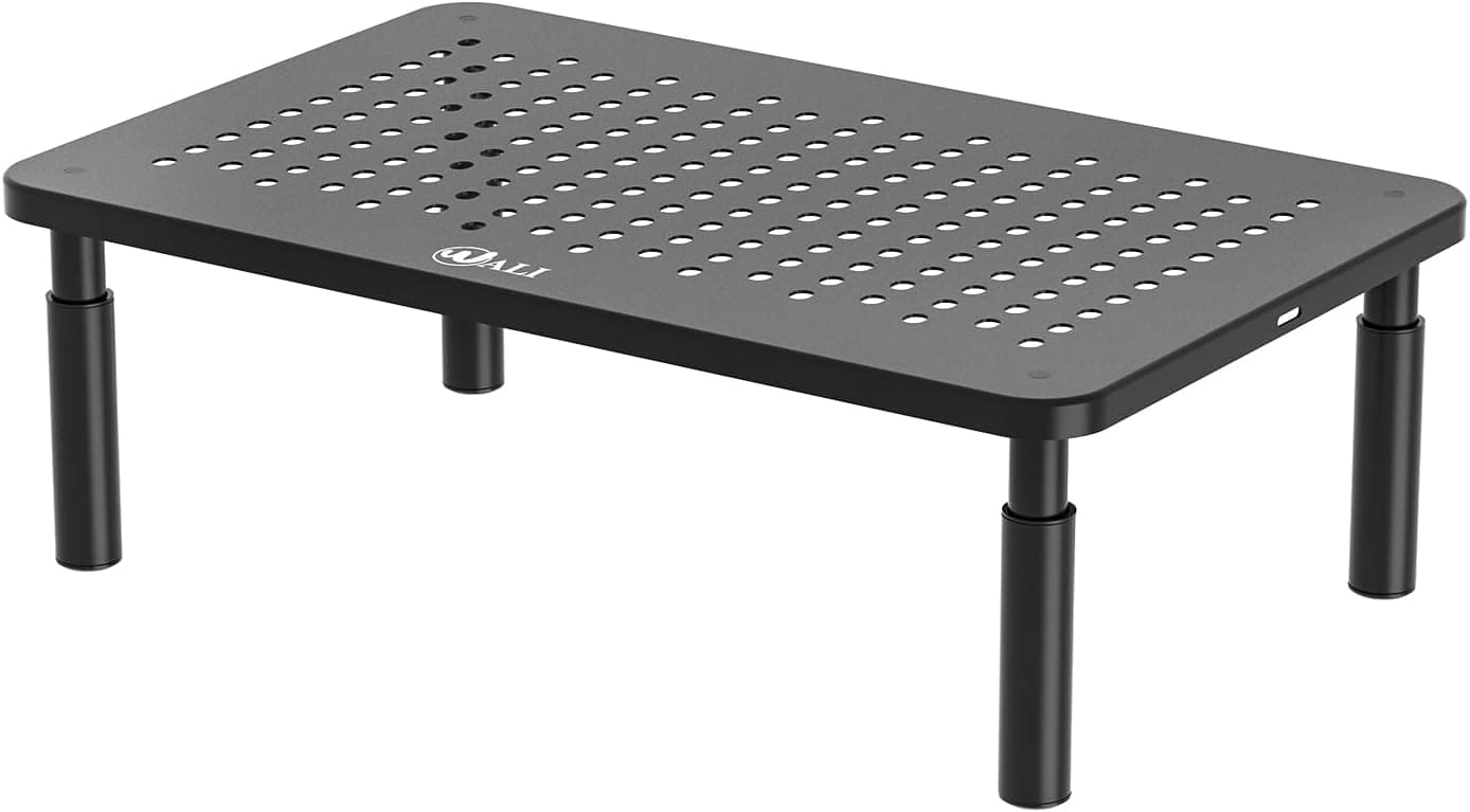 WALI Computer Monitor Stand for Desk, Adjustable Laptop Riser with Underneath Storage (STT003), Black