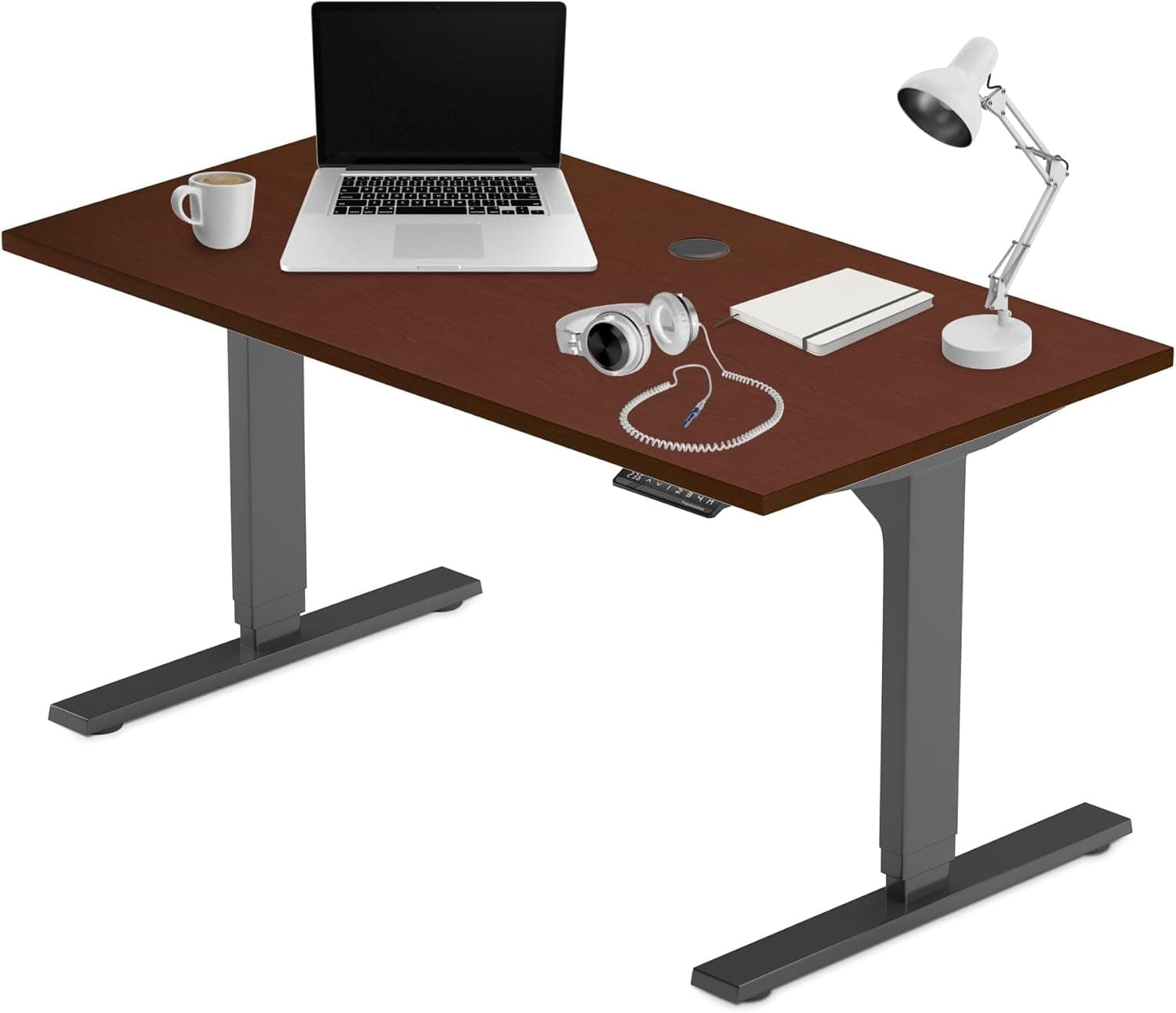 Progressive Desk Standing Desk Electric 48x30, Dual Motor 3 Stages Height Adjustable Stand up Desk - Rustic Hickory/Black Frame