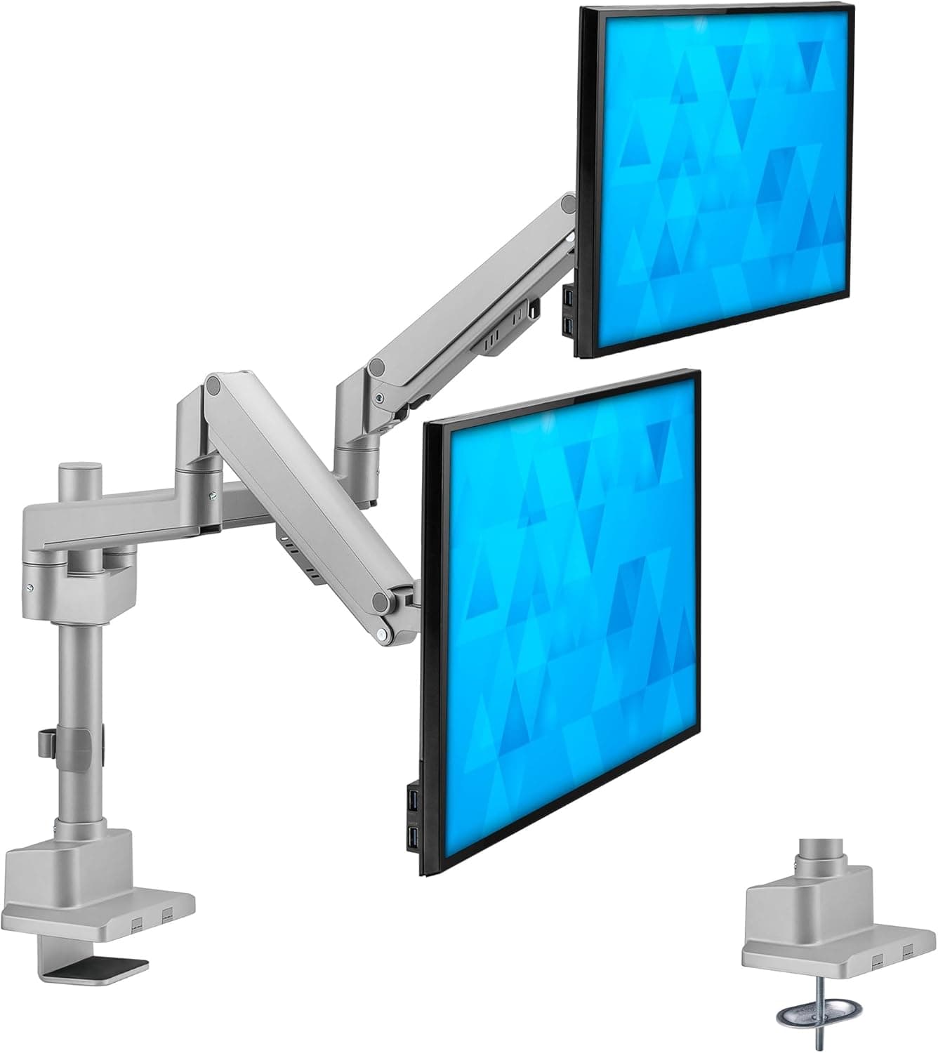 Mount-It! Dual Monitor Mount, Gas Spring, up to 32 inch (Silver)