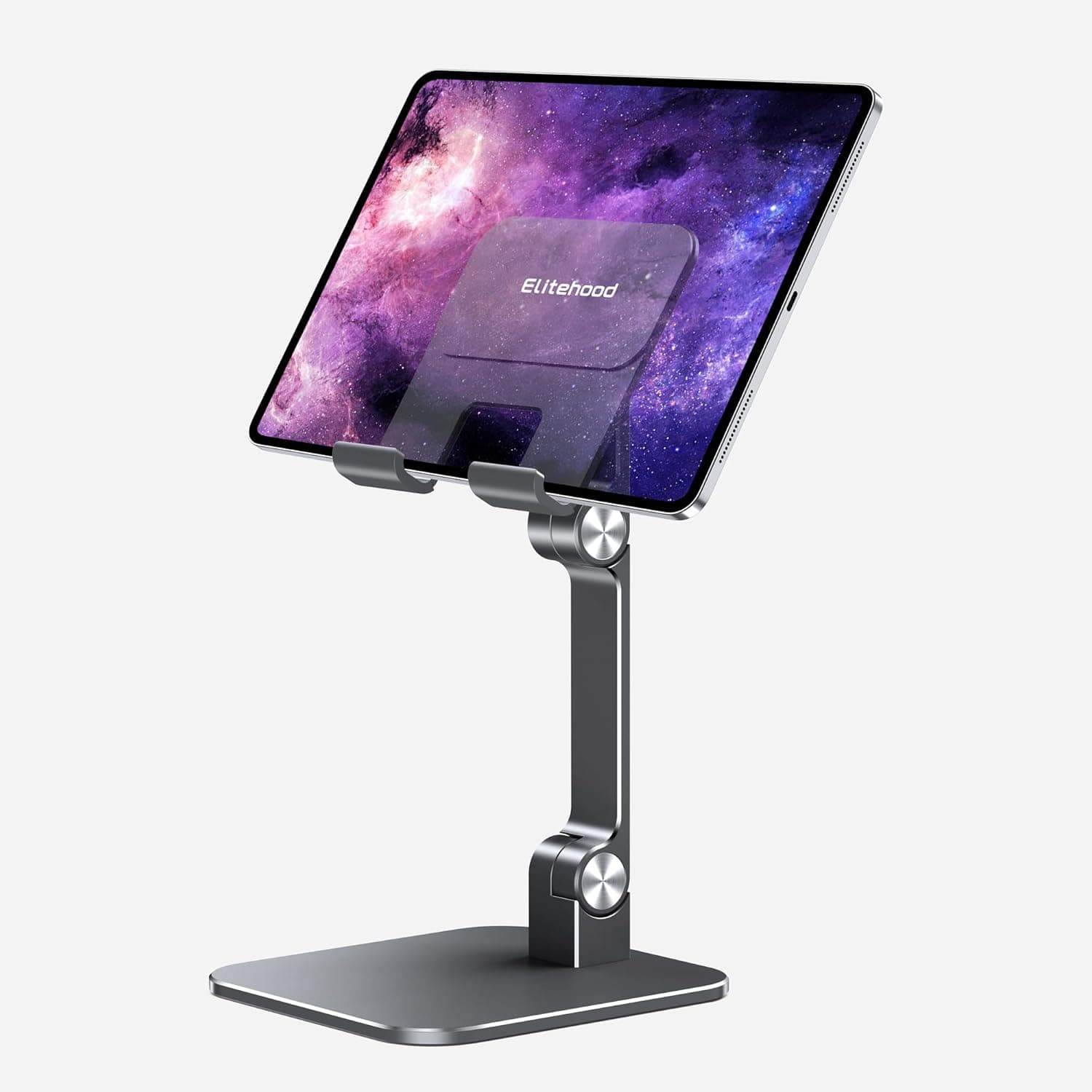 elitehood Aluminum iPad Stand, Adjustable Desktop Tablet Stand Dock, Gray