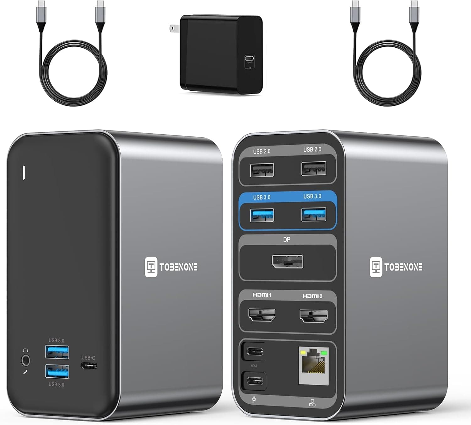 USB C Docking Station Dual Monitor, 13-in-1, Dual HDMI, DP, 65W, Gigabit Ethernet
