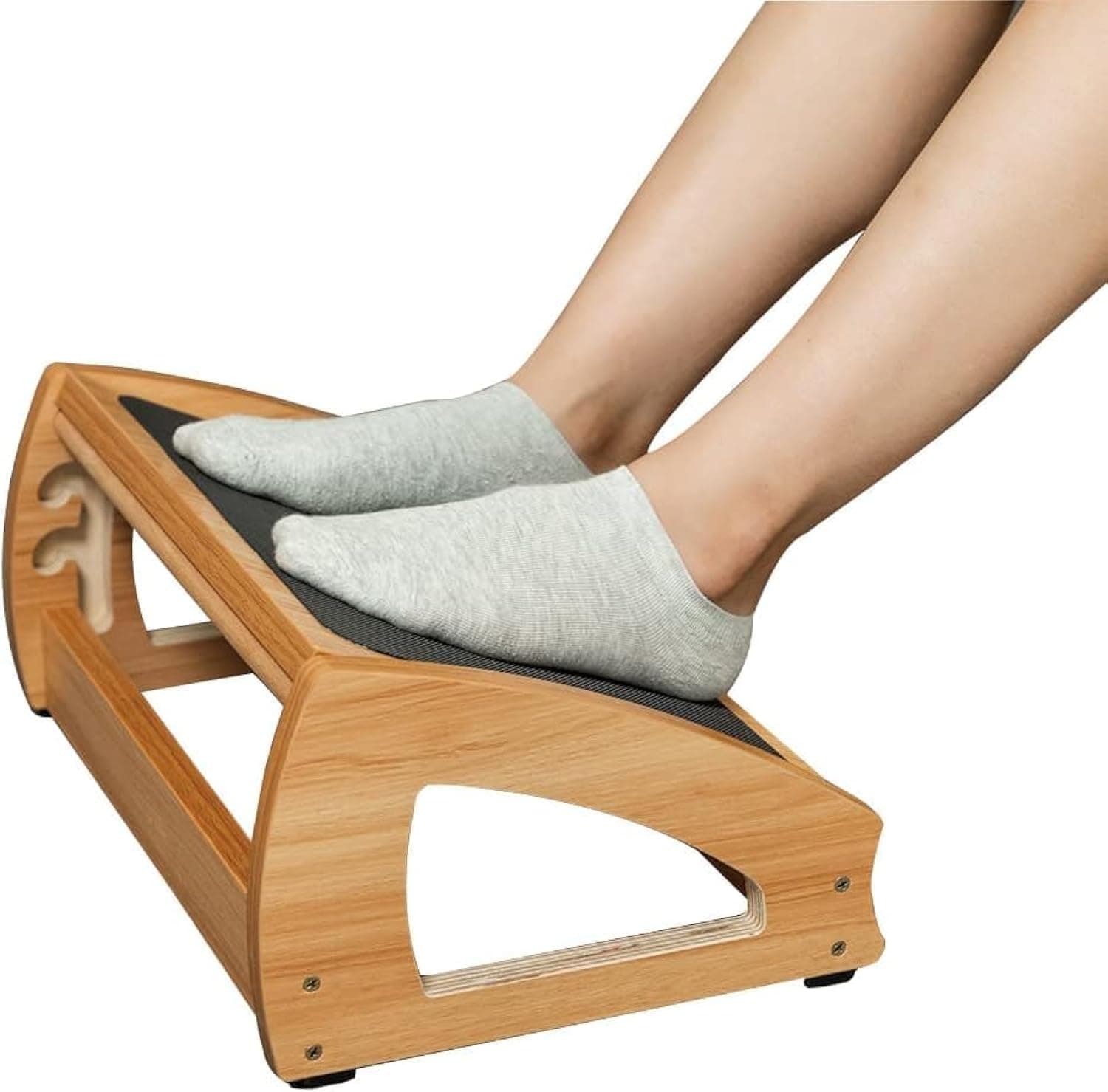 StrongTek Ergonomic Under Desk Footrest, 3 Adjustable Heights Wooden 400lbs