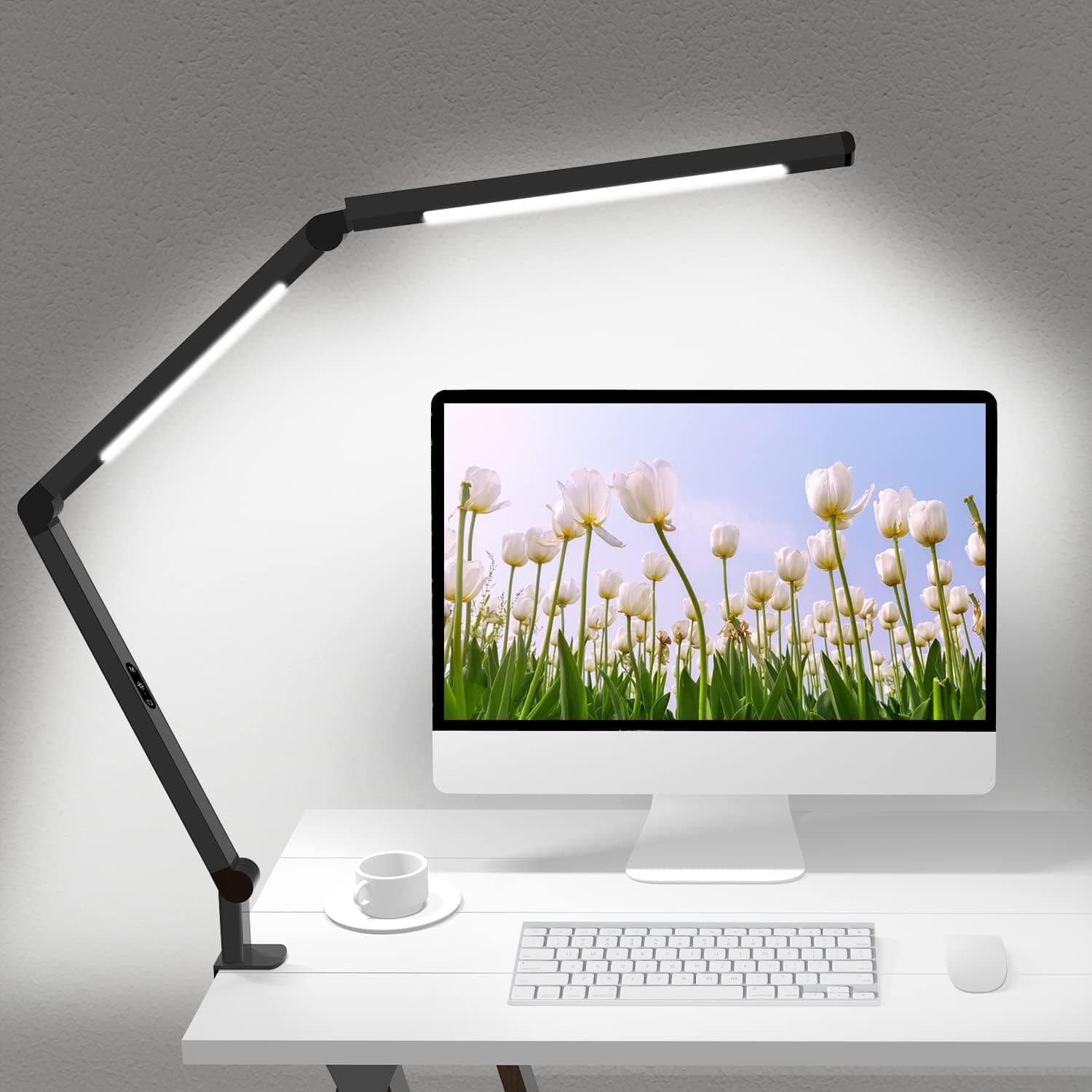 LED Desk Lamp with Clamp, Architect Dual Light Adjustable Swing Arm, 4 CCT Modes