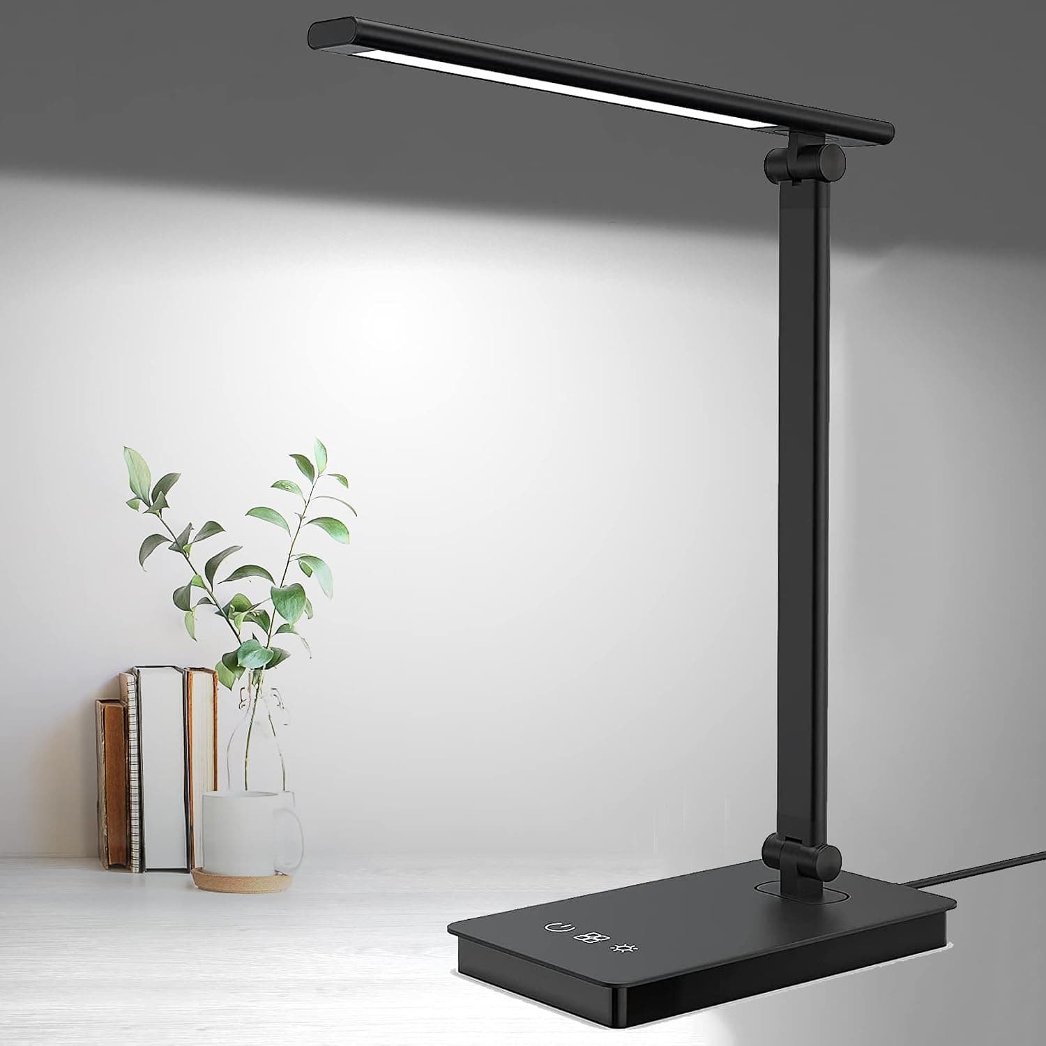 BEYONDOP LED Desk Lamp, Dimmable Eye-Caring 5 Lighting & 5 Brightness, Touch Control Foldable