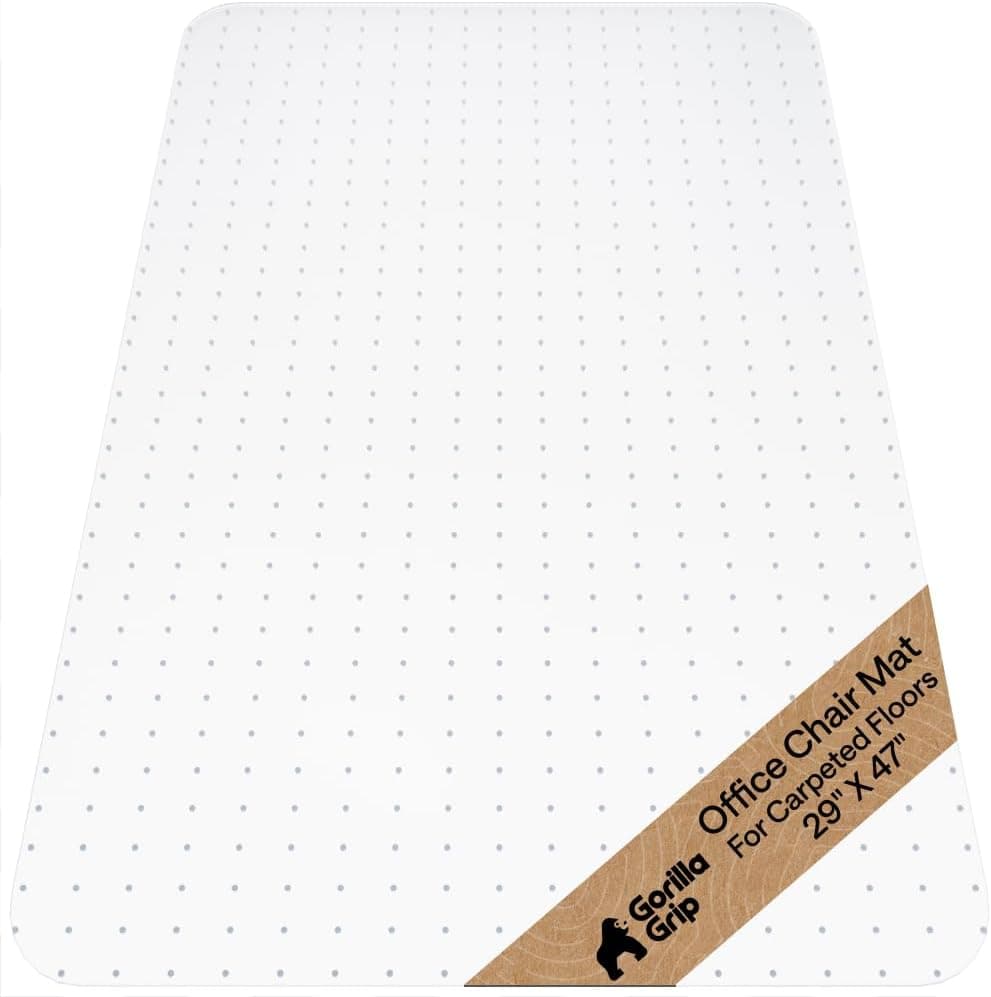 GORILLA GRIP Slip Resistant Clear Office Chair Mat for Carpet Floors, 29x47