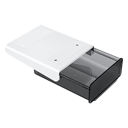 yuntop 1 Pcs Under Desk Drawer, Under Table Hidden Organizer, Plastic Self-adhesive Slide out Under Desk Storage Drawer for Office Dresser Home School Stationery Kitchen (Black)