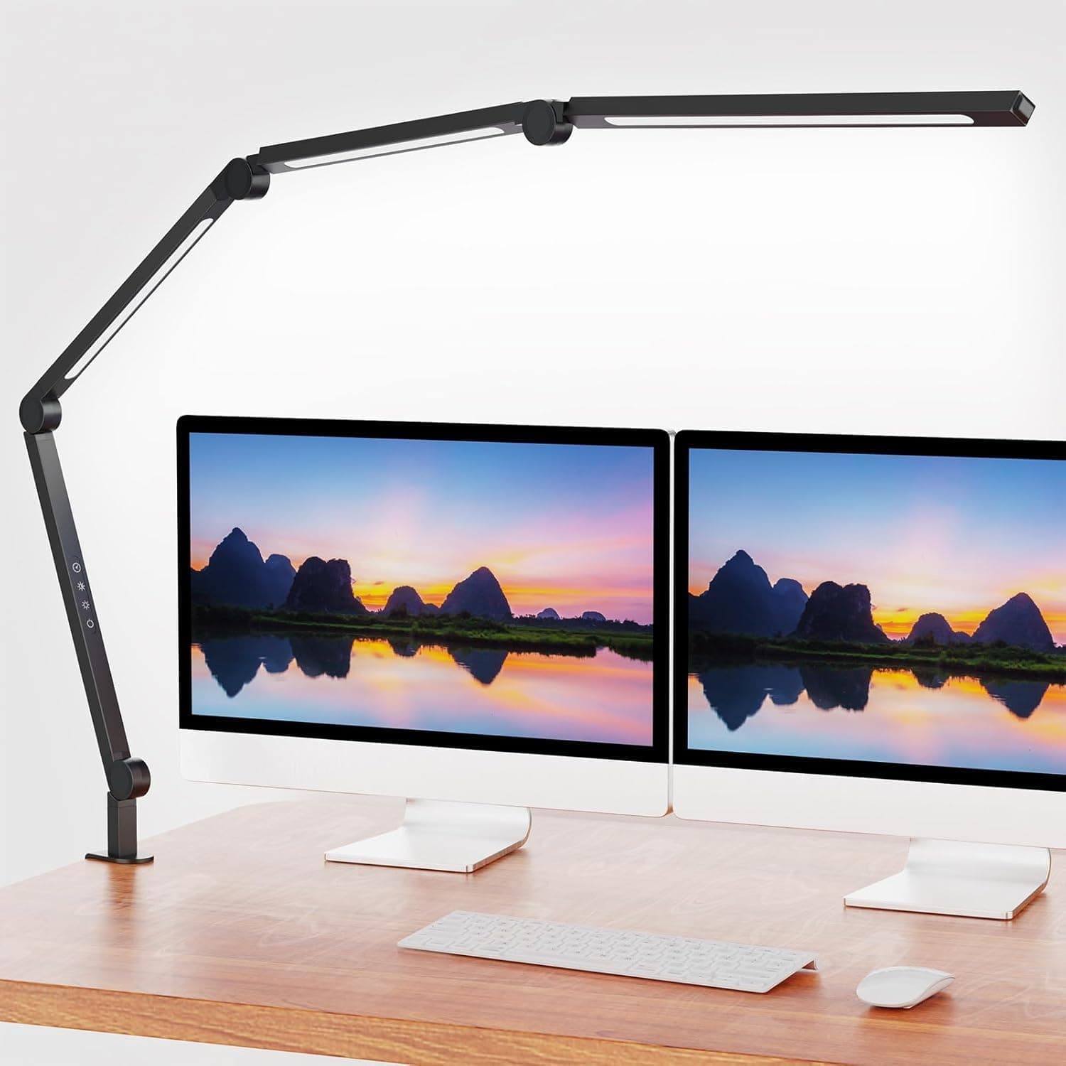 AILBTON Bright LED Desk Lamp with Clamp, Eye Caring Architect with Adjustable Swing Arm