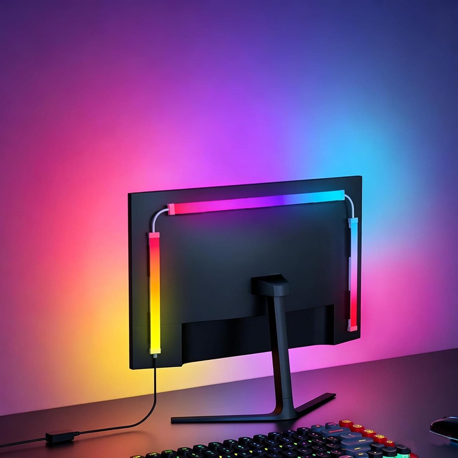 Fiotura Monitor LED Backlights RGBIC Strip Lights Sync with Screen/Music, 24 in