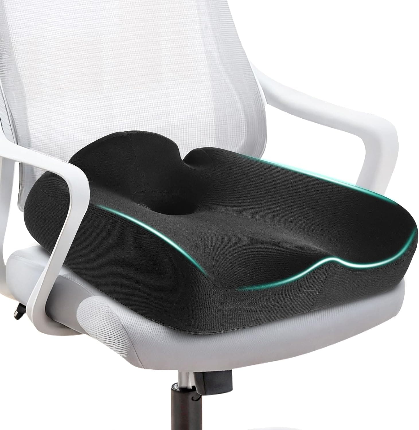 Ergonomic Memory Foam Seat Cushion for Office Chairs, Coccyx & Tailbone Relief