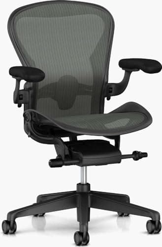 Heгman MiIIeг Aeron V2 Chair (Remastered) Fully Loaded with Lumbar Support, Graphite/Carbon, Size B (Open Box)