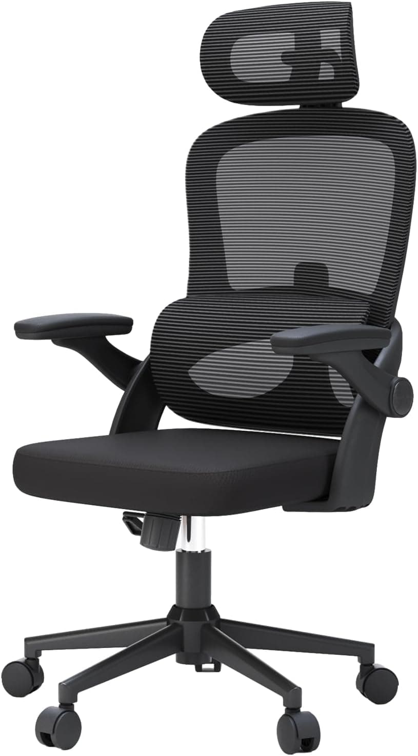 SIHOO Ergonomic Office Chair, High Back Desk Chair, Lumbar Support, Swivel Task Chair with Adjustable Headrest, Black
