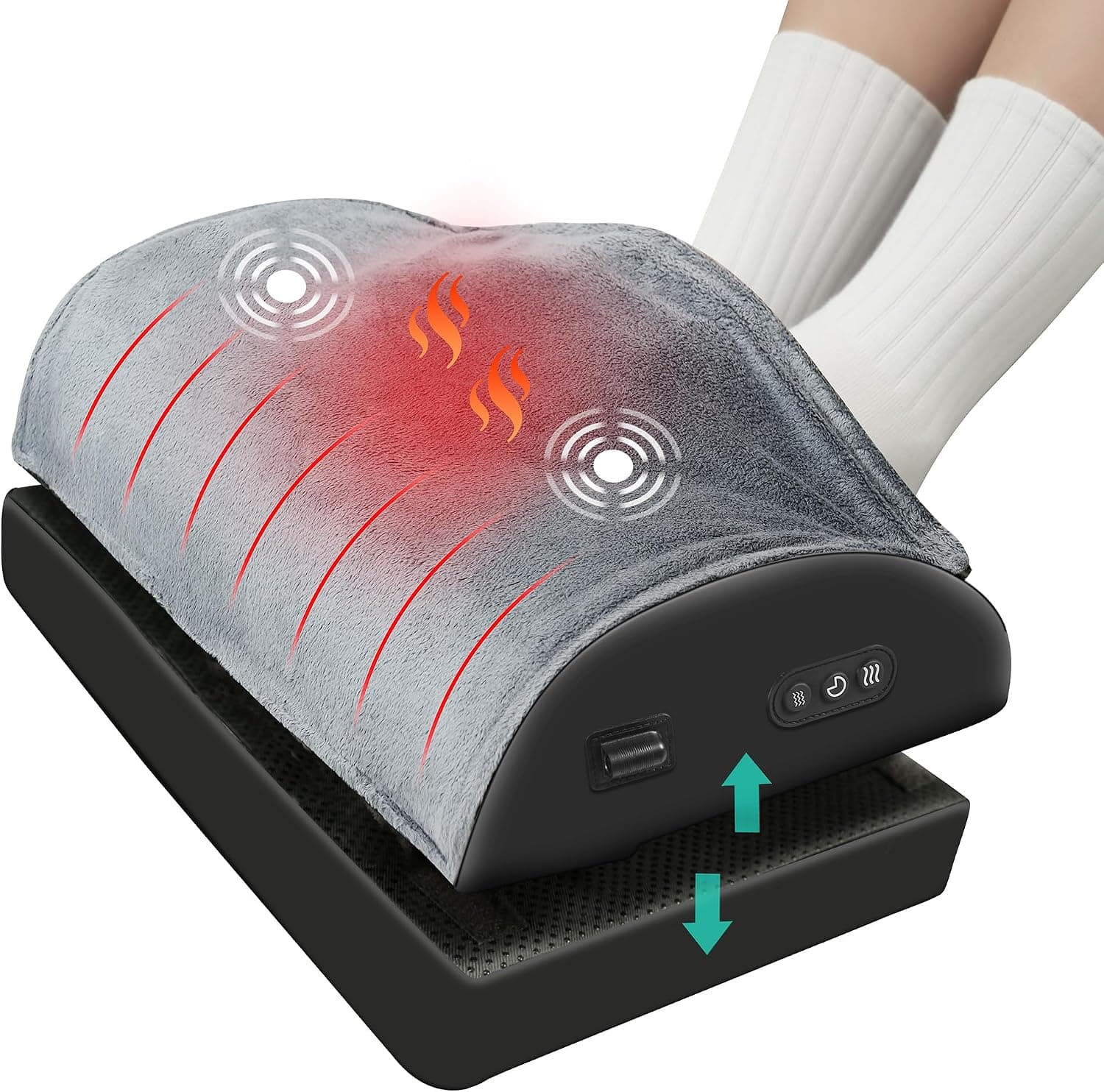 Heated Foot Rest Under Desk, Ergonomic Vibrating Massage Adjustable Height