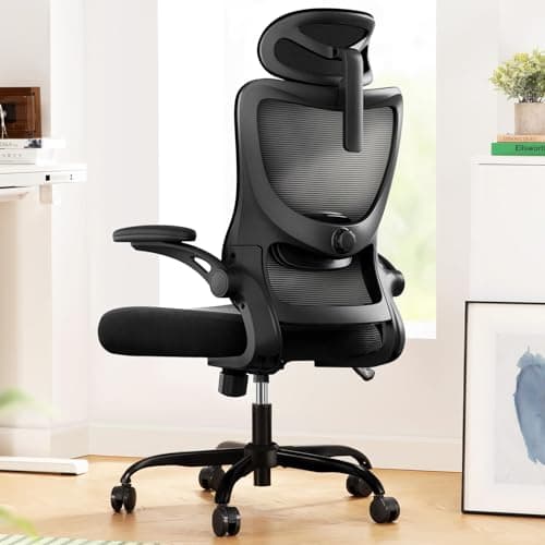 Marsail Ergonomic Office Chair: Office Desk Chair with High Back Mesh and Adjustable Lumbar Support Rolling Work Swivel Task Chairs with Wheel 3D Armrests and Headrest