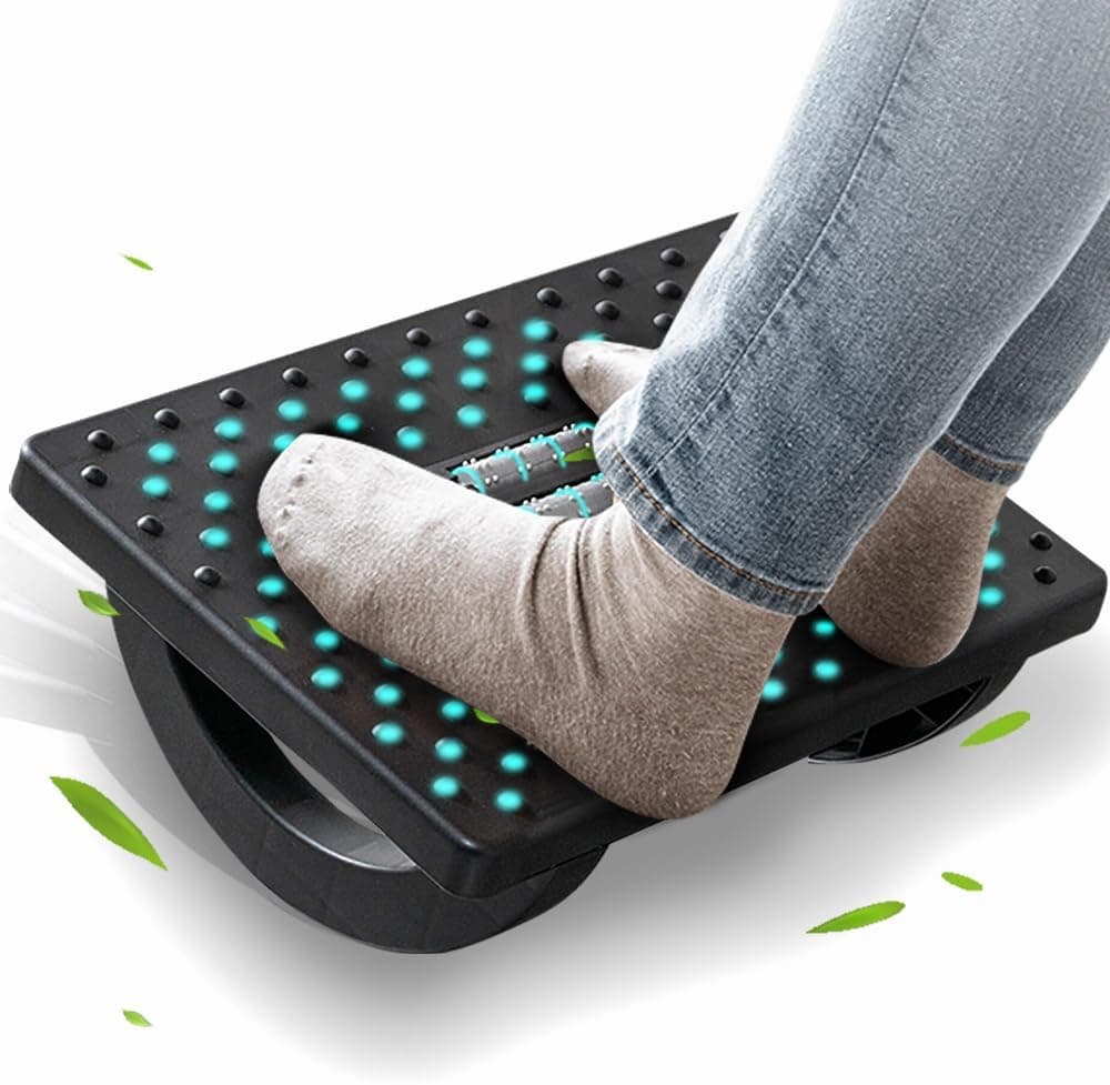 CasaZenith Foot Rest for Under Desk, Rocking Footrest with Roller Massager