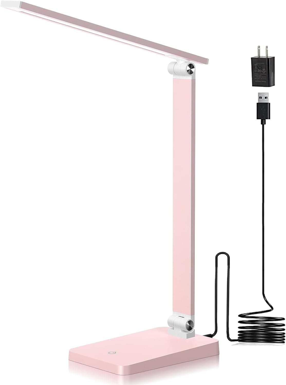 LED Desk Lamp 3 Levels Dimmable with USB Charging Port, Silver, 5000K