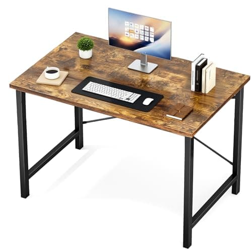 Sweetcrispy 40-Inch Small Computer Desk for Bedroom Home Office, Brown