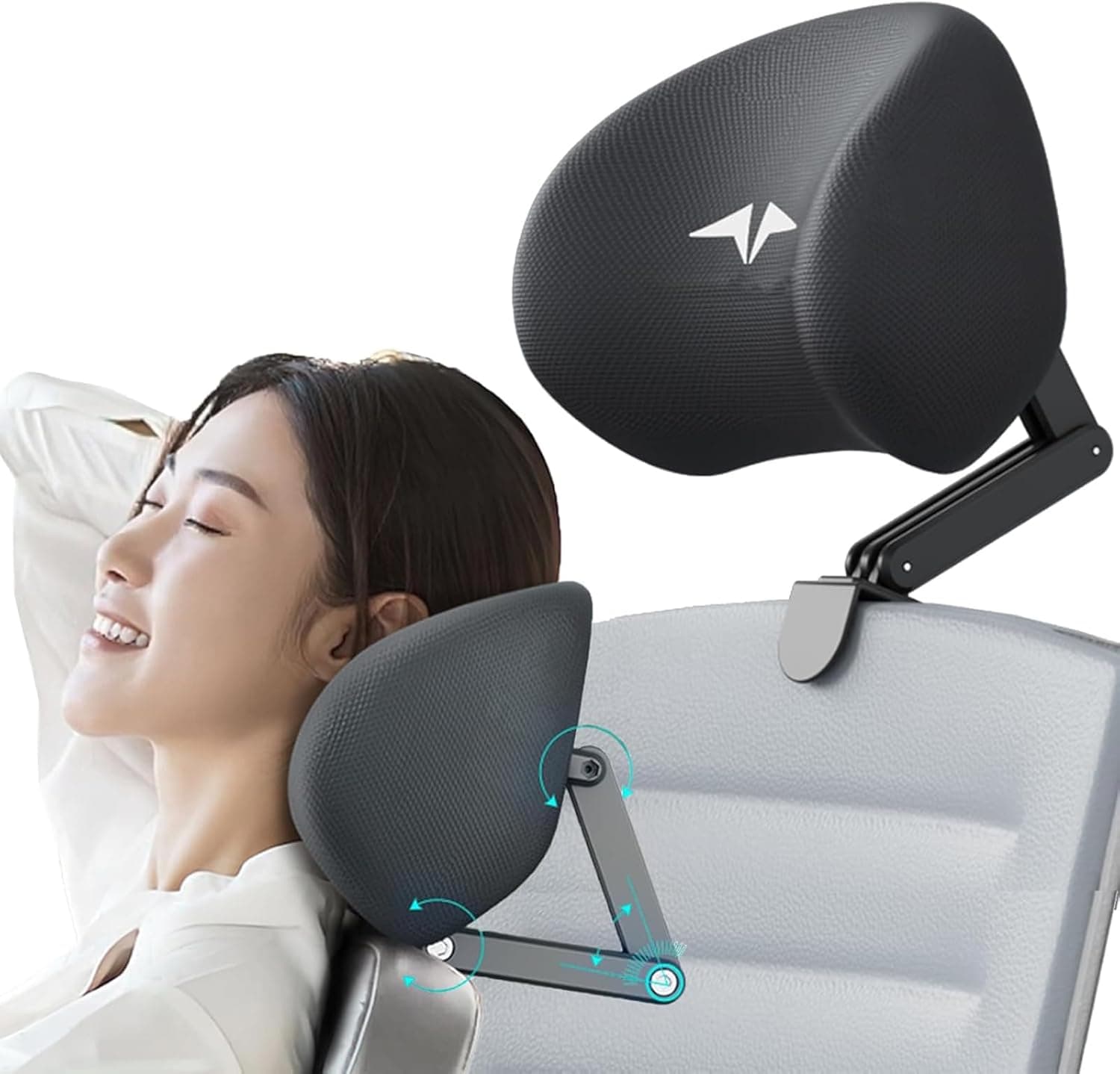 Quincry Memory Foam Headrest Attachment for Office Chair, Adjustable Height (Black)